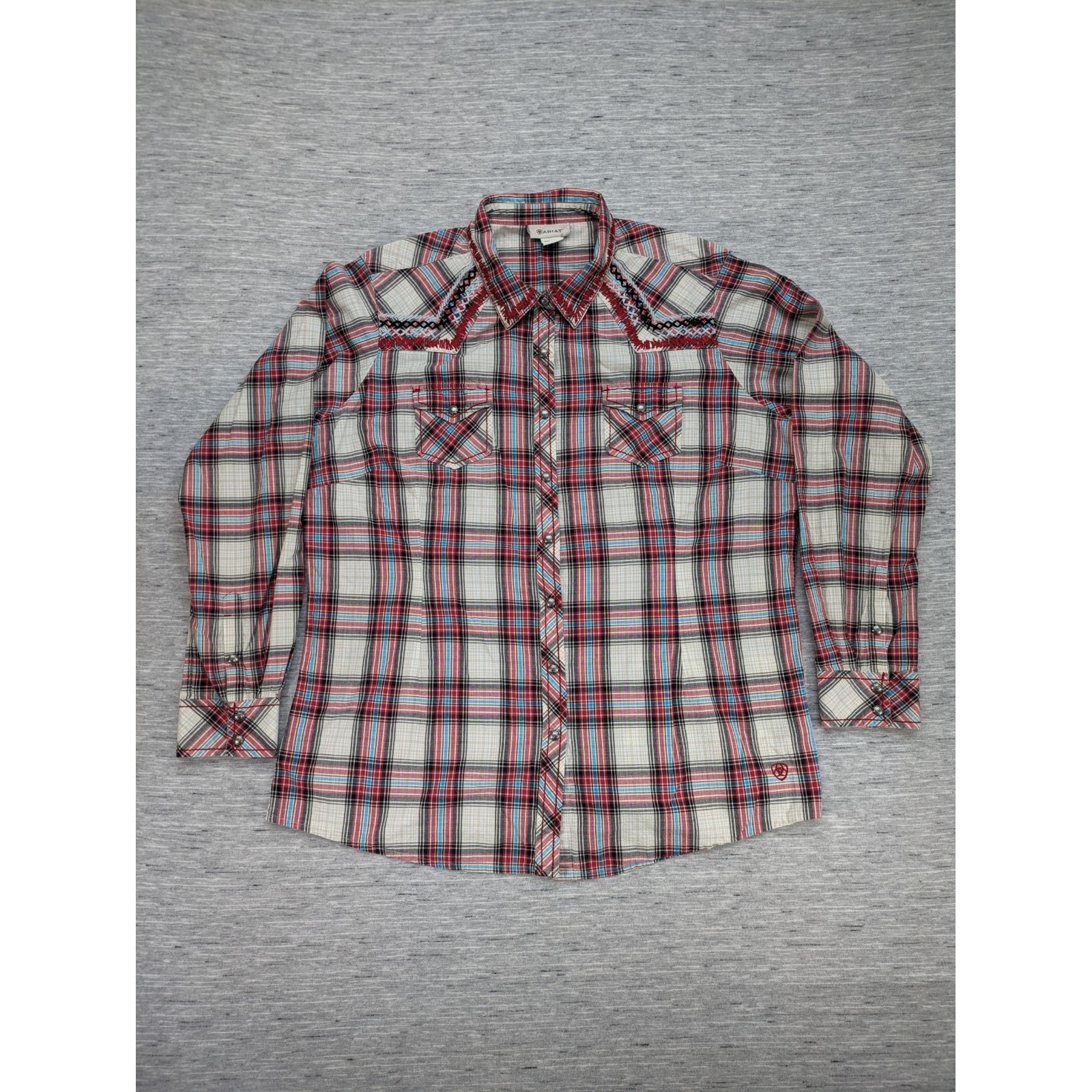 Ariat Plaid Snap Shirt Flap Pockets Western Thick Stitching Xxl Cowgirl Rodeo